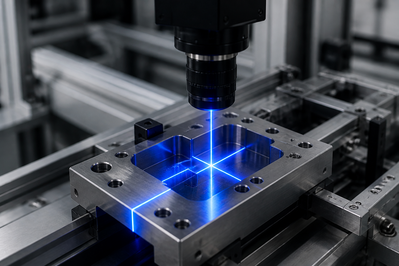 Machine vision blue laser inspection